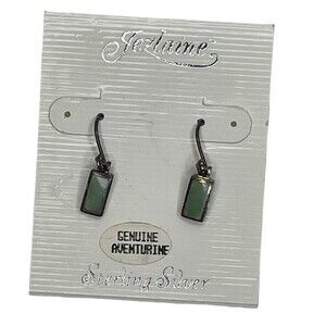 Jezlaine Genuine Aventurine Sterling Silver Earrings for Pierced Ears
